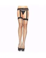 Collants de Rede Larga C/ Cinto de Ligas de Renda