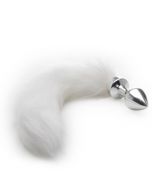 Plug Anal Prateado C/ Cauda Branca