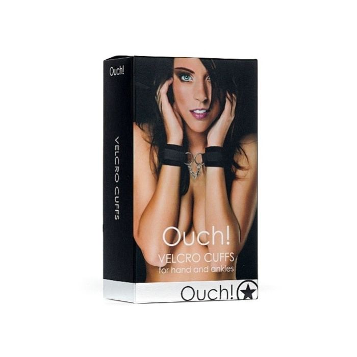 Algemas Ouch! Velcro Handcuffs Pretas Caixa