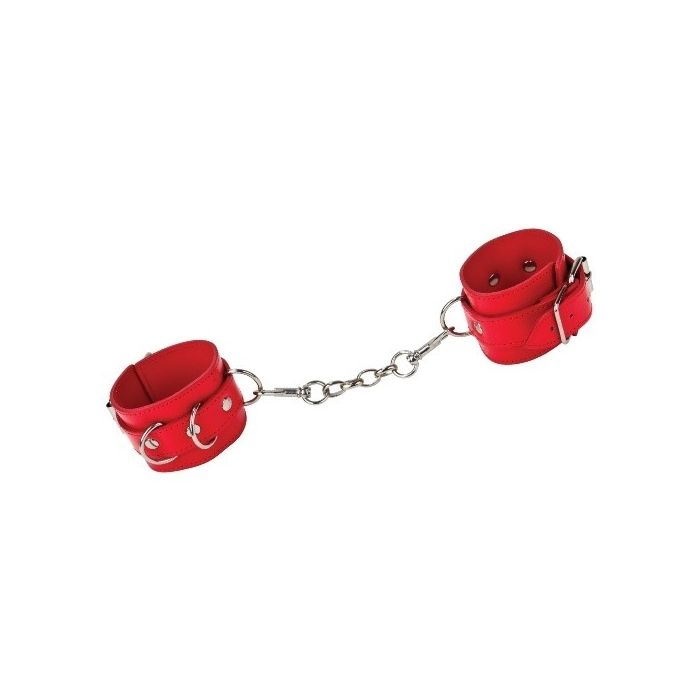 Algemas Ouch! Leather Hancuffs Vermelhas