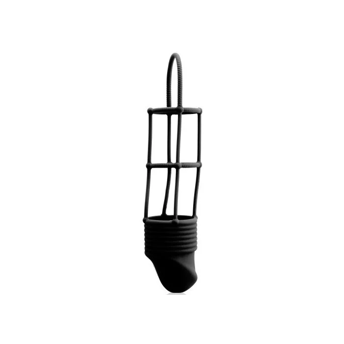 Manga Ribbed Cockcage Preto