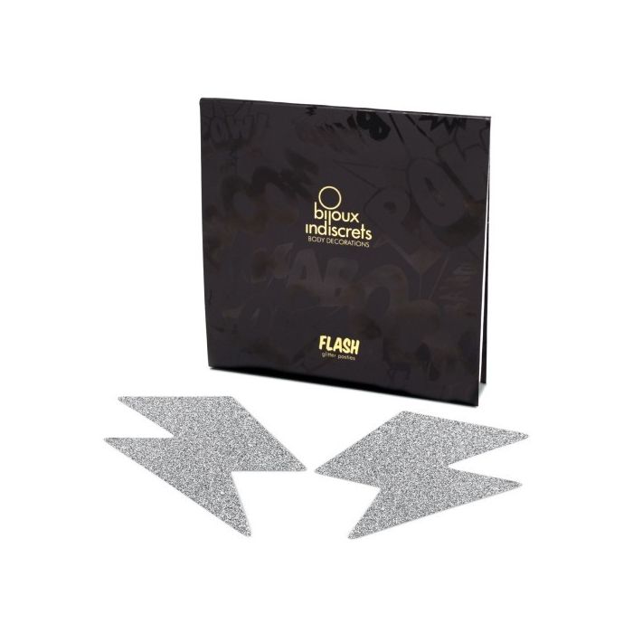 Cobertura Mamilos Flash Glitter Bolt Bijoux Indiscrets Prateados Caixa