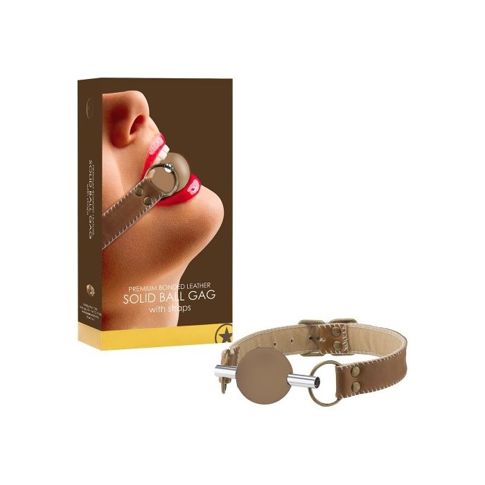 Mordaça Ouch! Solid Ball Gag Premium Castanha Conjunto