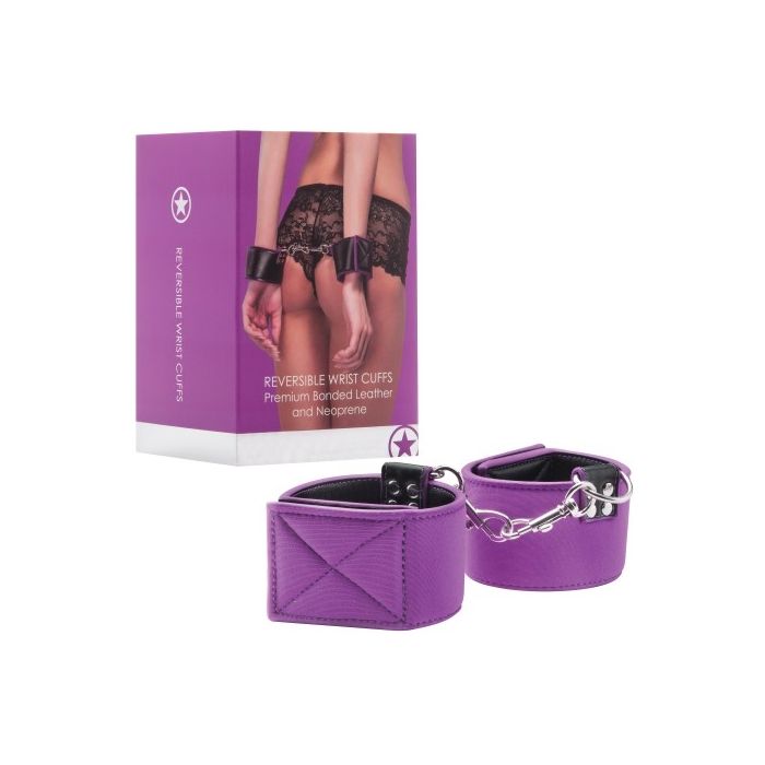 Algemas Ouch! Reversible Wrist Cuffs Roxas e Pretas Conjunto