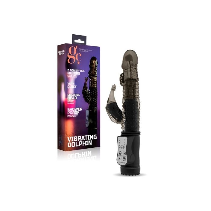 Vibrador Vibrating Dolphin Preto Conjunto