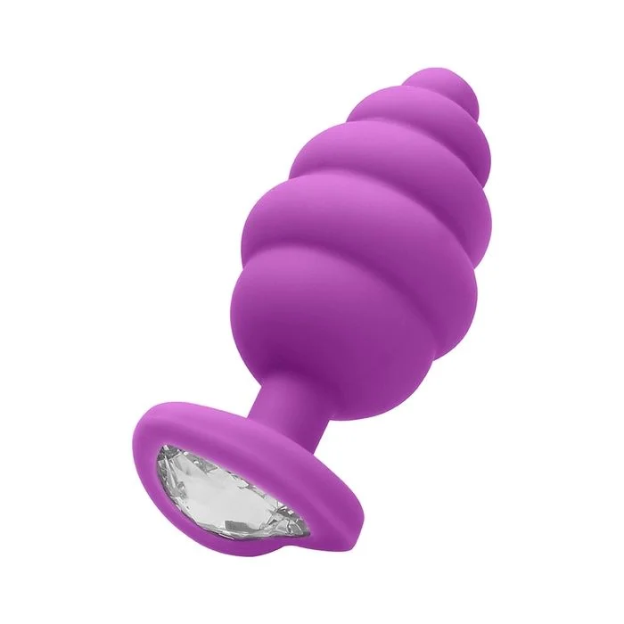 Plug Anal Regular Ribbed Diamond Heart Plug Roxo