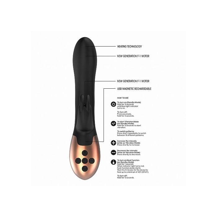 Vibrador C/ Aquecimento Recarregável Opulent Elgance Preto 2