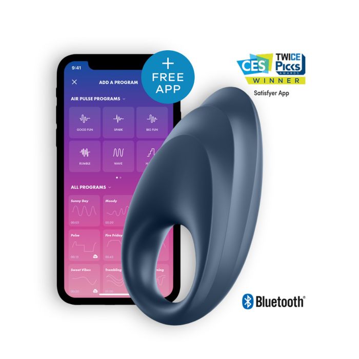 Anel Vibratório Recarregável C/ APP e Bluetooth Powerful One Ring Satisfyer Azul