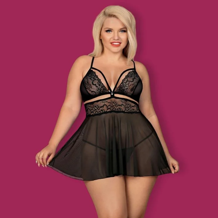 Babydoll 838-BAB Tamanho Queen Obsessive Preto Frente