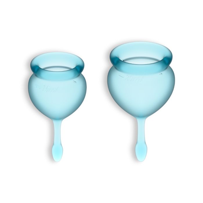 Conjunto de 2 Copos Menstruais Satisfyer Feel Good Azul Claro