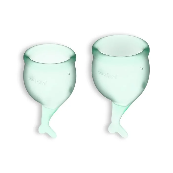 Conjunto de 2 Copos Menstruais Satisfyer Feel Secure Verde Claro