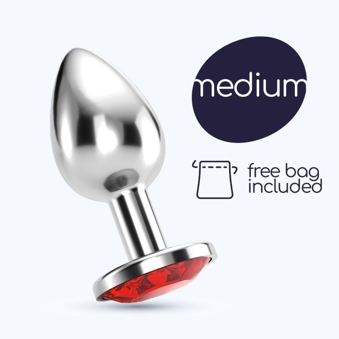 Plug Anal Joia Bijou Vermelho Médio Crushious C/ Bolsa Aveludada Grátis Promo