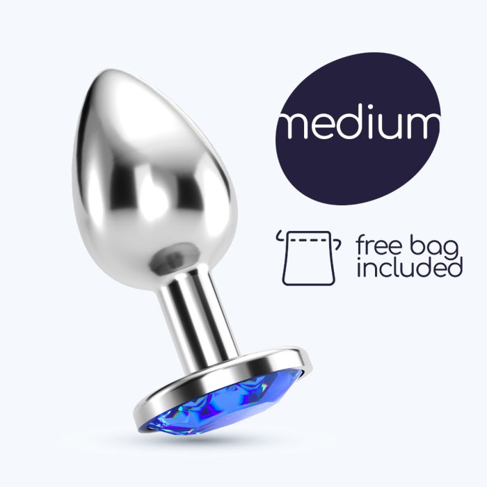 Plug Anal Joia Bijou Azul Médio Crushious C/ Bolsa Aveludada Grátis Promo
