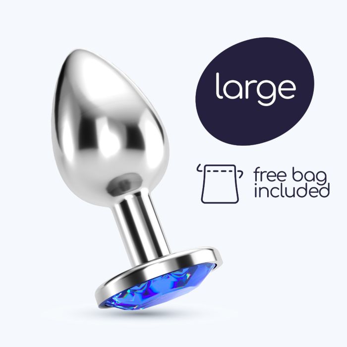 Plug Anal Joia Bijou Azul Grande Crushious C/ Bolsa Aveludada Grátis Promo