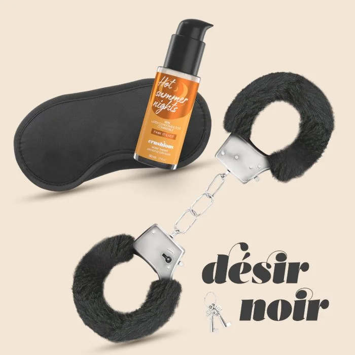 Désir Noir Conjunto de Algemas de Algemas + Venda Acetinada & Lubrificante C/ Efeito Calor Crushious