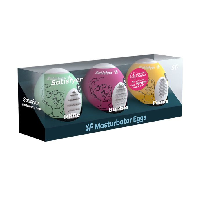 Pack de 3 Masturbador Masturbator Egg Riffle, Bubble e Firece Satisfyer