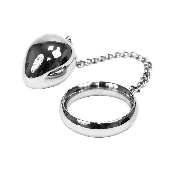 Anel + Plug Anal Metal Hard 45mm e Chain Bead