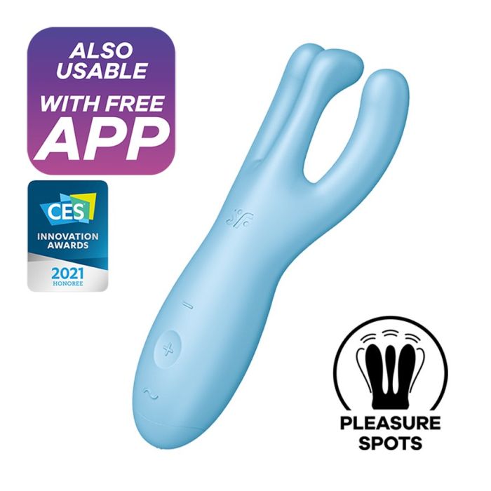 Vibrador Recarregável Satisfyer Threesome 4 C/ APP Azul