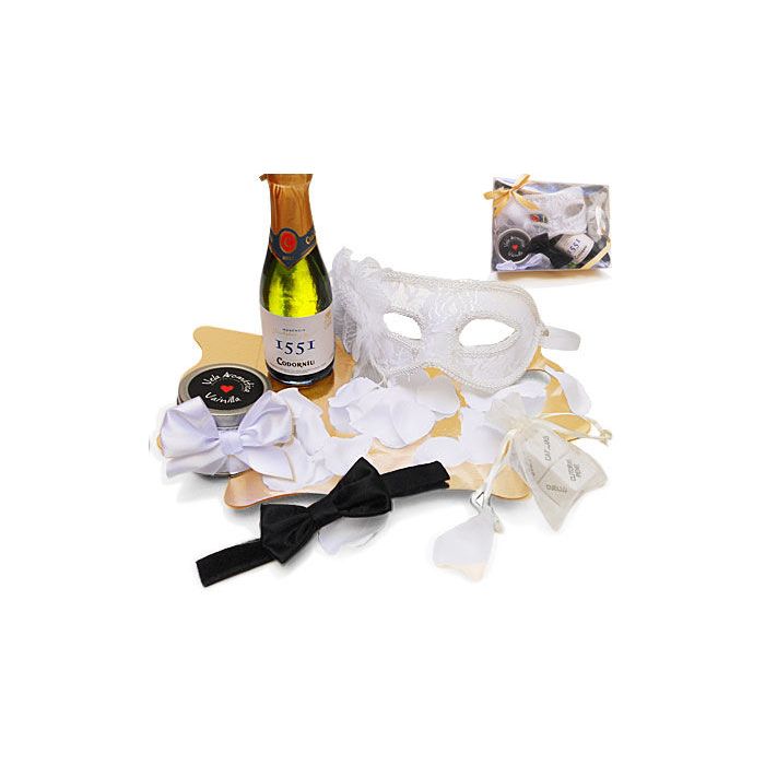 Kit Erótico Branco Máscara Veneziana
