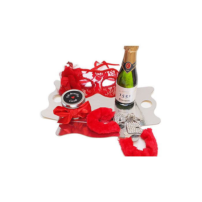 Kit Erótico Vermelho Máscara Veneziana