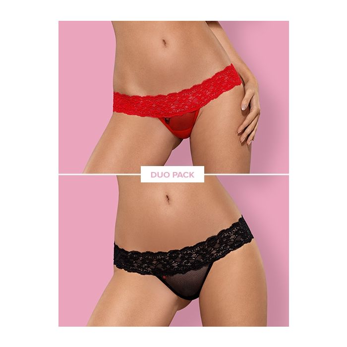 Pack Obsessive 2 Tangas Lacea Preto e Vermelho Frente Apróx
