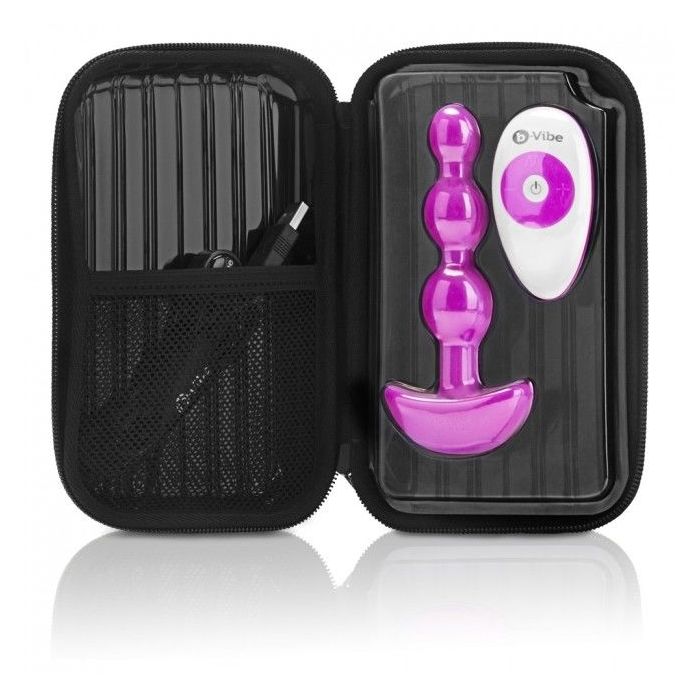 Plug Anal Recarregável C/ Comando B-Vibe Triplet Rosa Kit