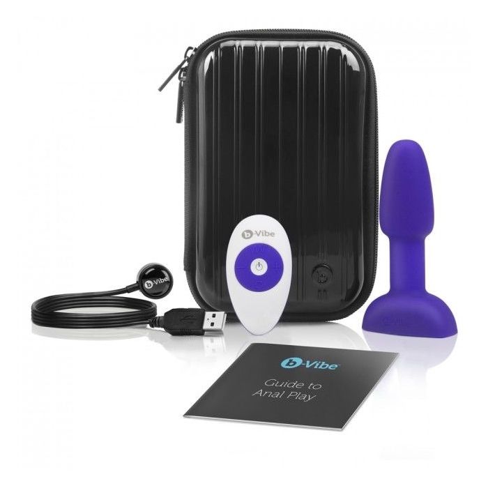 Plug Anal Recarregável C/ Comando B-Vibe Rimming Petite Púrpura Conjunto
