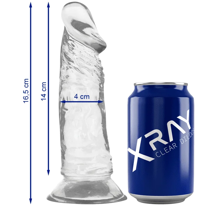 Dong Xray Clear Dildos 16,5cm Dimensões