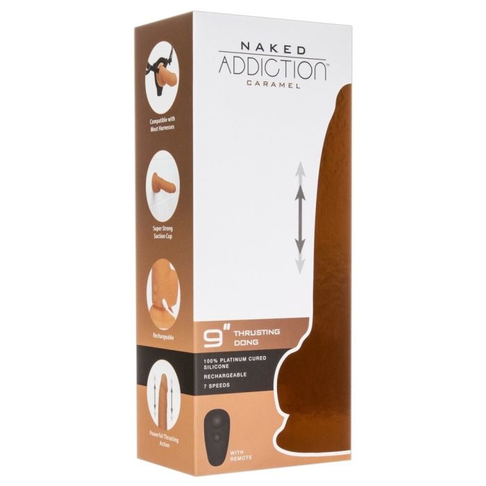 Vibrador Realístico C/ Função Vai-Vem Telecomandado Naked Addiction Thrusting Dong Addiction Caramel 9
