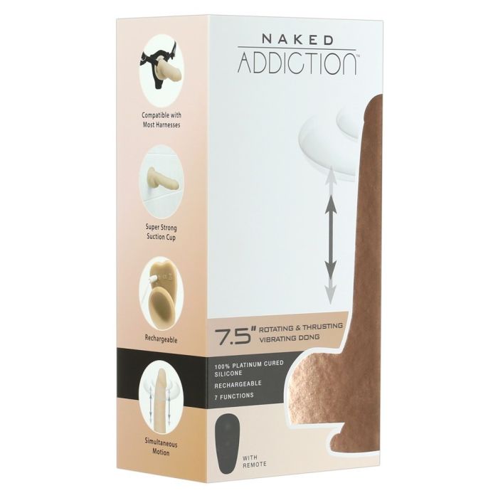 Vibrador Realístico C/ Função Vai-Vem Telecomandado Naked Addiction Vibrating & Thrusting Dong 7,5