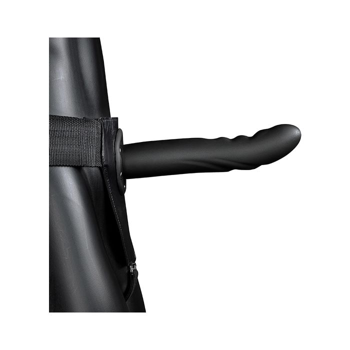 Strap On Ouch! Hollow Strap-On Textured Curved Metallic Cinzento Preto