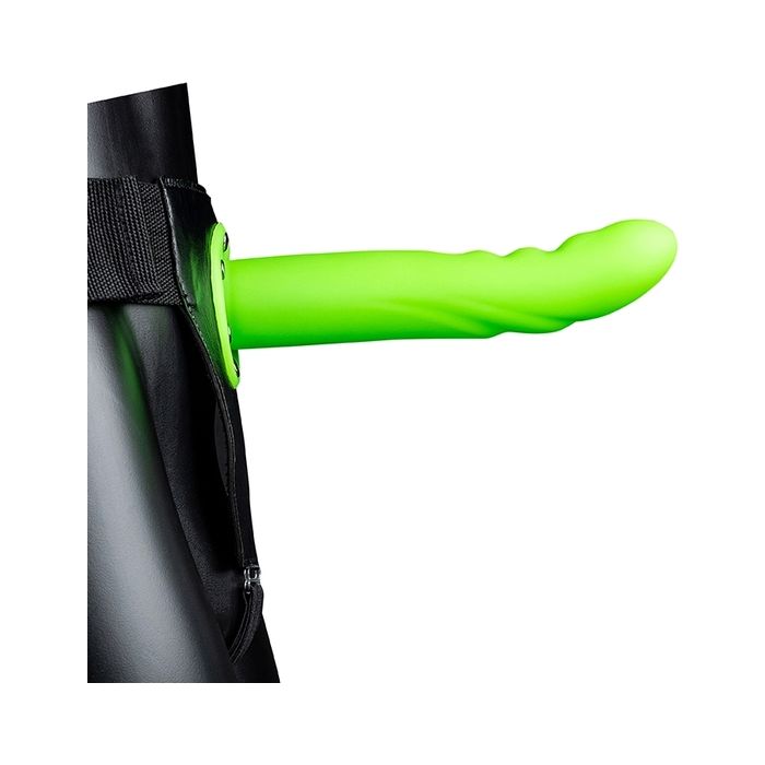Strap On Ouch! Hollow Strap-On Textured Curved Metallic Cinzento Verde