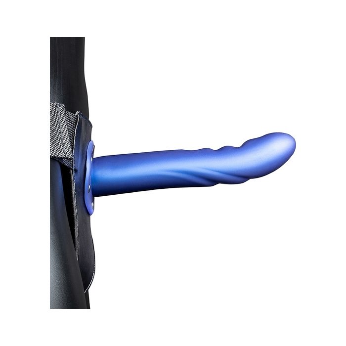 Strap On Ouch! Hollow Strap-On Textured Curved Metallic Azul