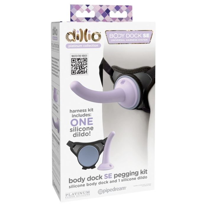 Strap On Arnês Body Dock Pegging Kit Dillio Purpúra Caixa