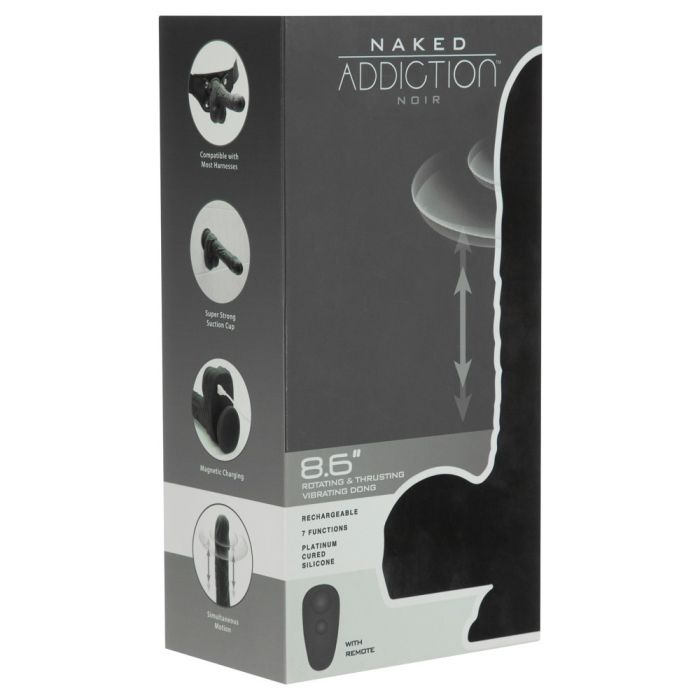 Vibrador Realístico C/ Função Vai-Vem Telecomandado Naked Addiction Rotating & Thrusting Dong Noir 8,6