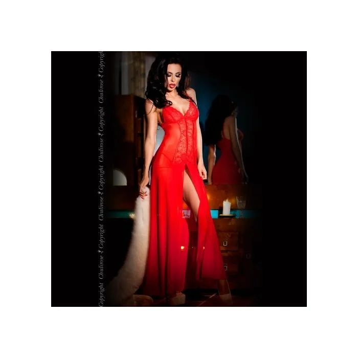 Camisa de Noite Glamour Vermelha Frente