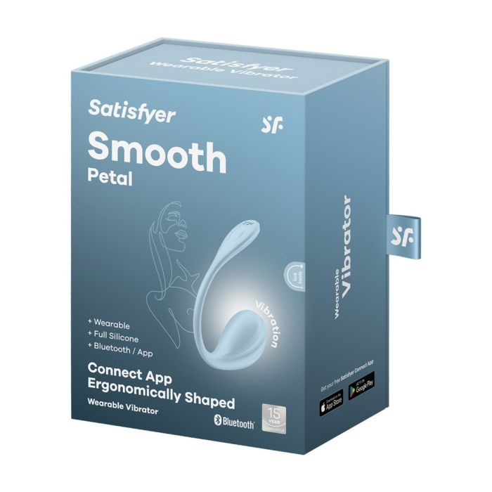 Ovo Vibratório Recarregável Satisfyer Smooth Petal Wearable Vibrator Azul Caixa