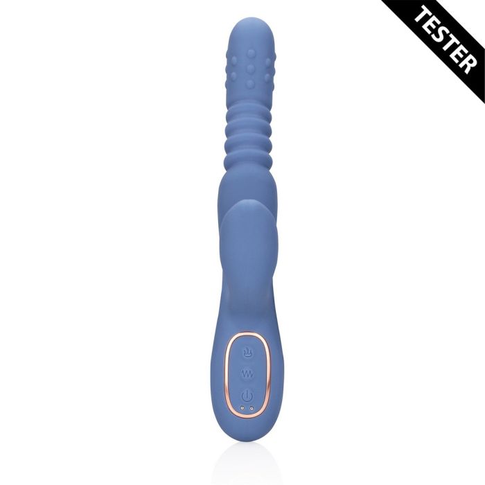 Vibrador Recarregável C/ Pérolas Rotativas & Impulsos Rabbit Blue Nova Loveline Tester