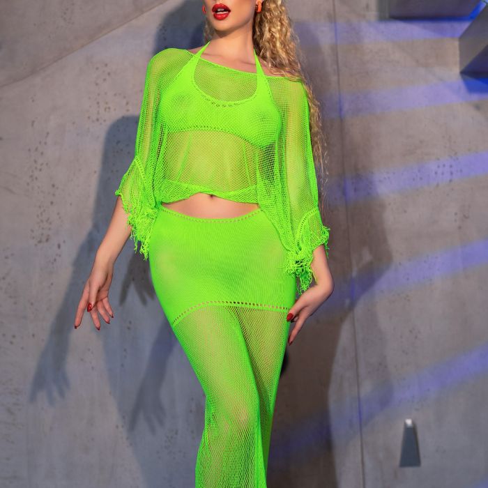 Conjunto Franjas Compridas Verde Frente Apróx