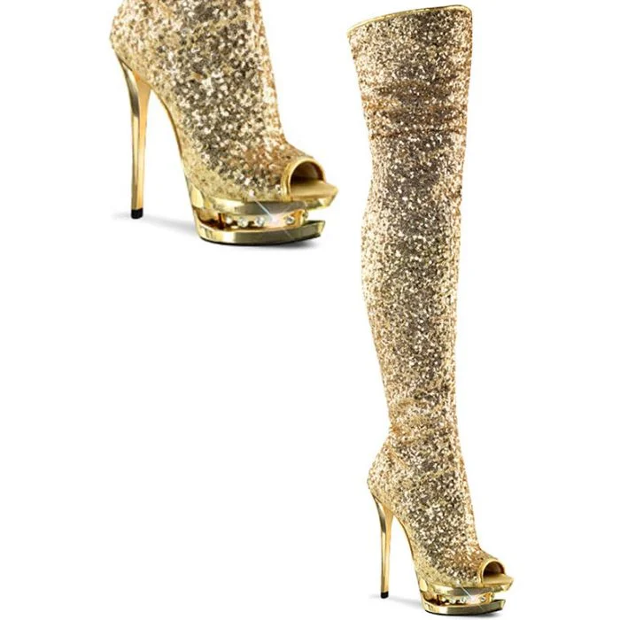 Botas Pleaser Blondie 3011 Douradas
