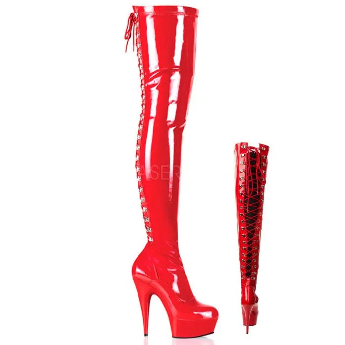 Botas Pleaser Delight 3063 Vermelhas