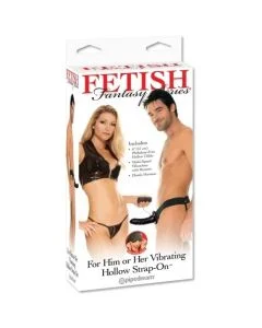 Strap On Fetish Fantasy Oco C/ Vibração Vibrating Hollow Strap-On Preto Caixa