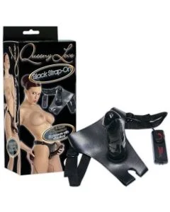 Strap On C/ Vibração Queeny Love Black Strap-On