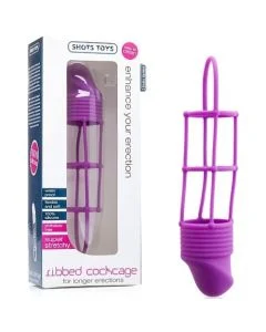 Manga Ribbed Cockcage Roxo Conjunto