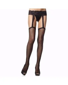 Collants de Rede C/ Cinto de Ligas de Renda
