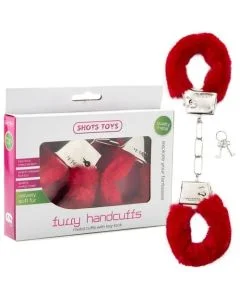 Algemas C/ Peluche Furry Handcuffs Vermelhas Conjunto
