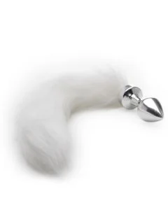 Plug Anal Prateado C/ Cauda Branca