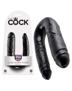Dildo Duplo Realístico Large Double Trouble King Cock Preto