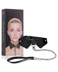Coleira C/ Trela Ouch! Exclusive Collar With Leash Preta Conjunto