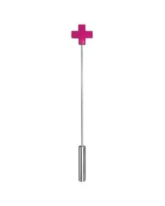 Chibata Ouch! Leather Cross Tipped Metal Crop Rosa